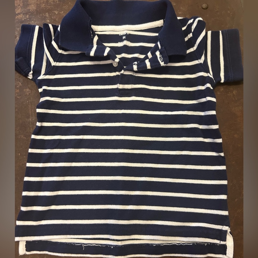 ✨Carter's Navy and White Striped Polo Shirt